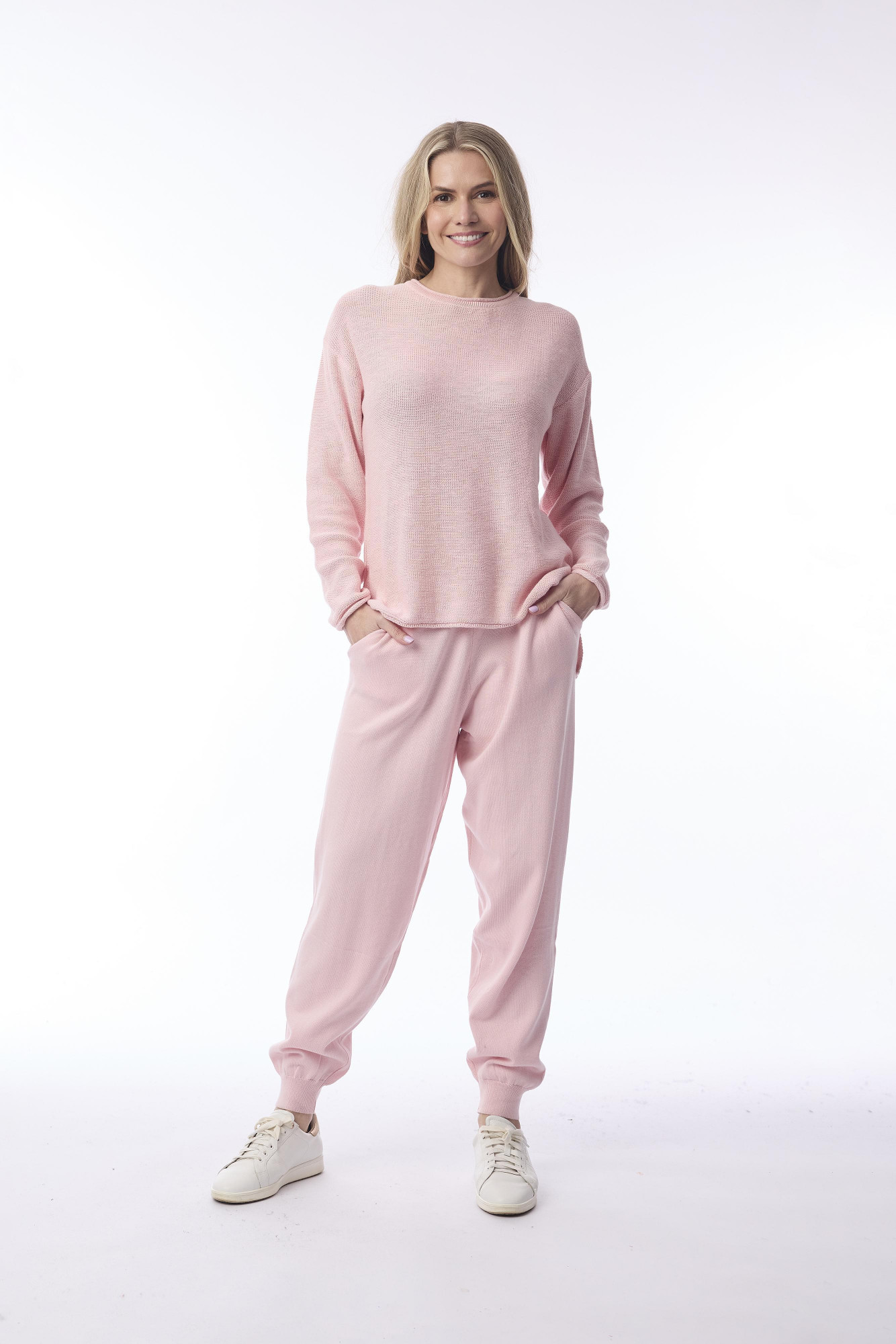 Knit Travel Pants Blush Pink