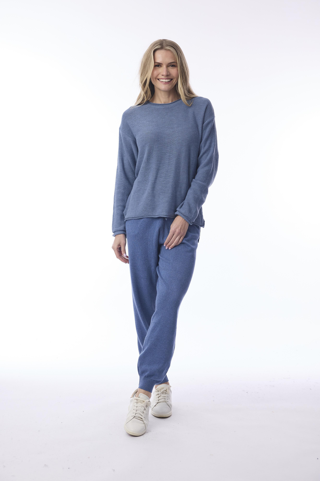 Knit Travel Pants Denim Melange