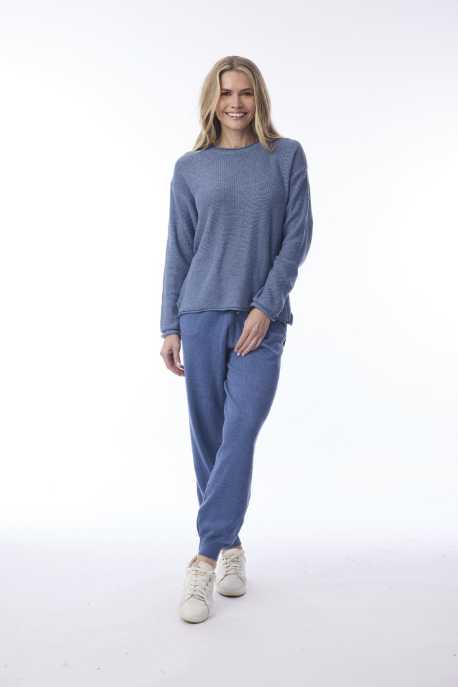 Knit Travel Pants Denim Melange