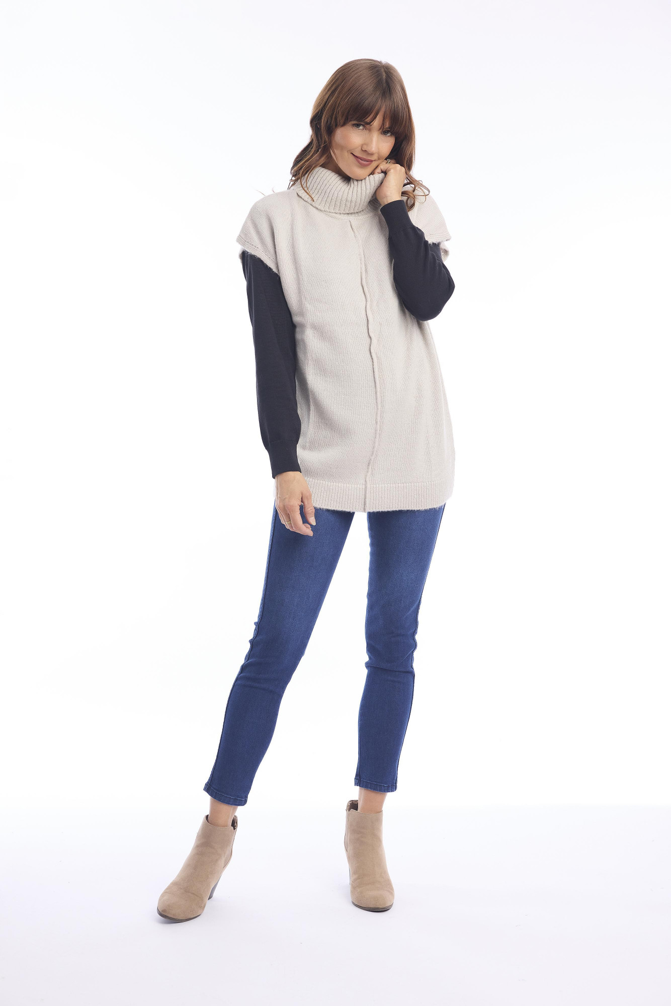 Knit Top Cap Sleeve Chalk
