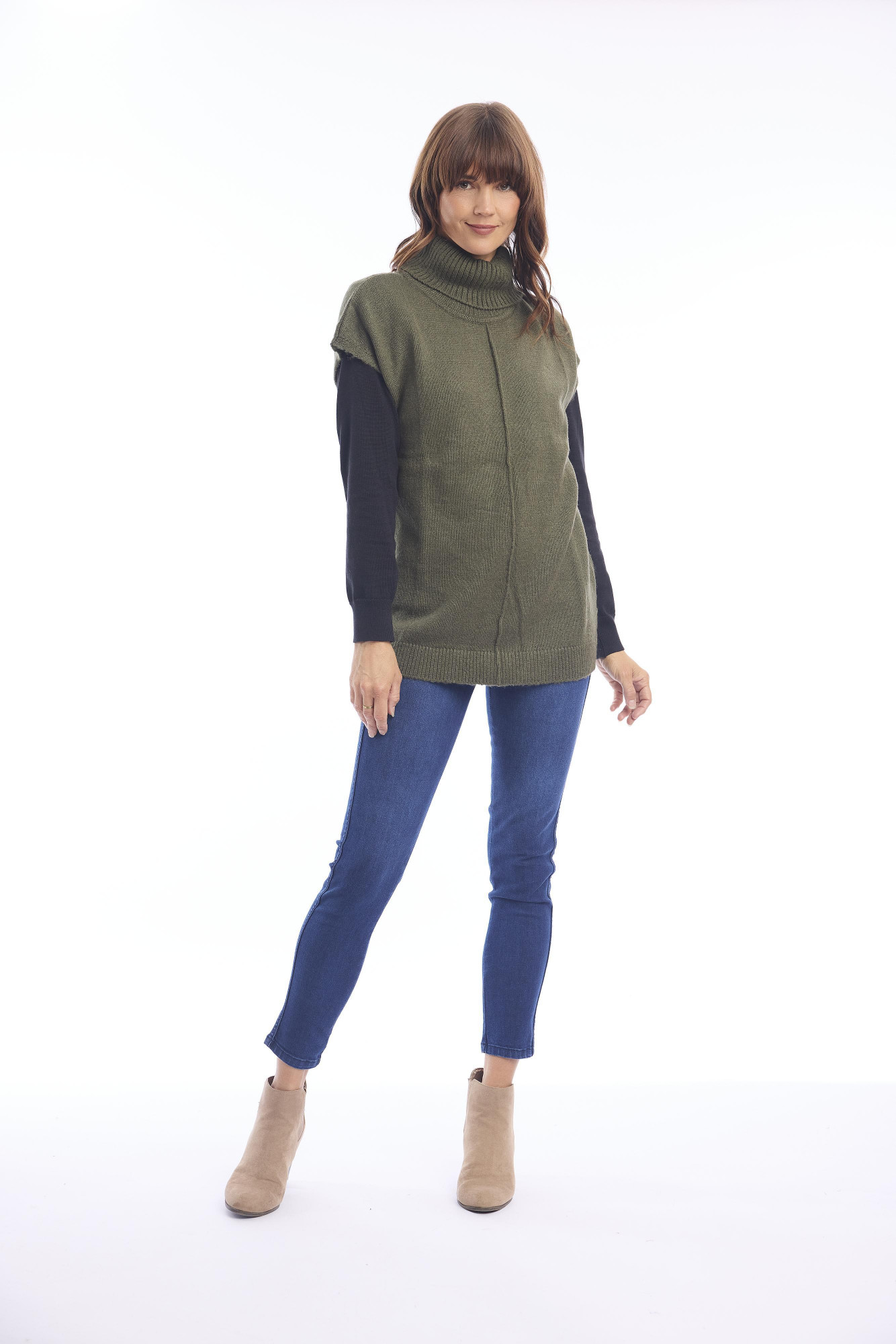 Knit Top Cap Sleeve Olive