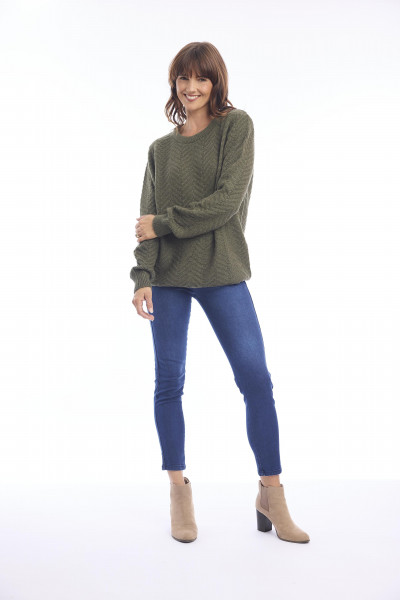 Knit Jumper Crew Olive