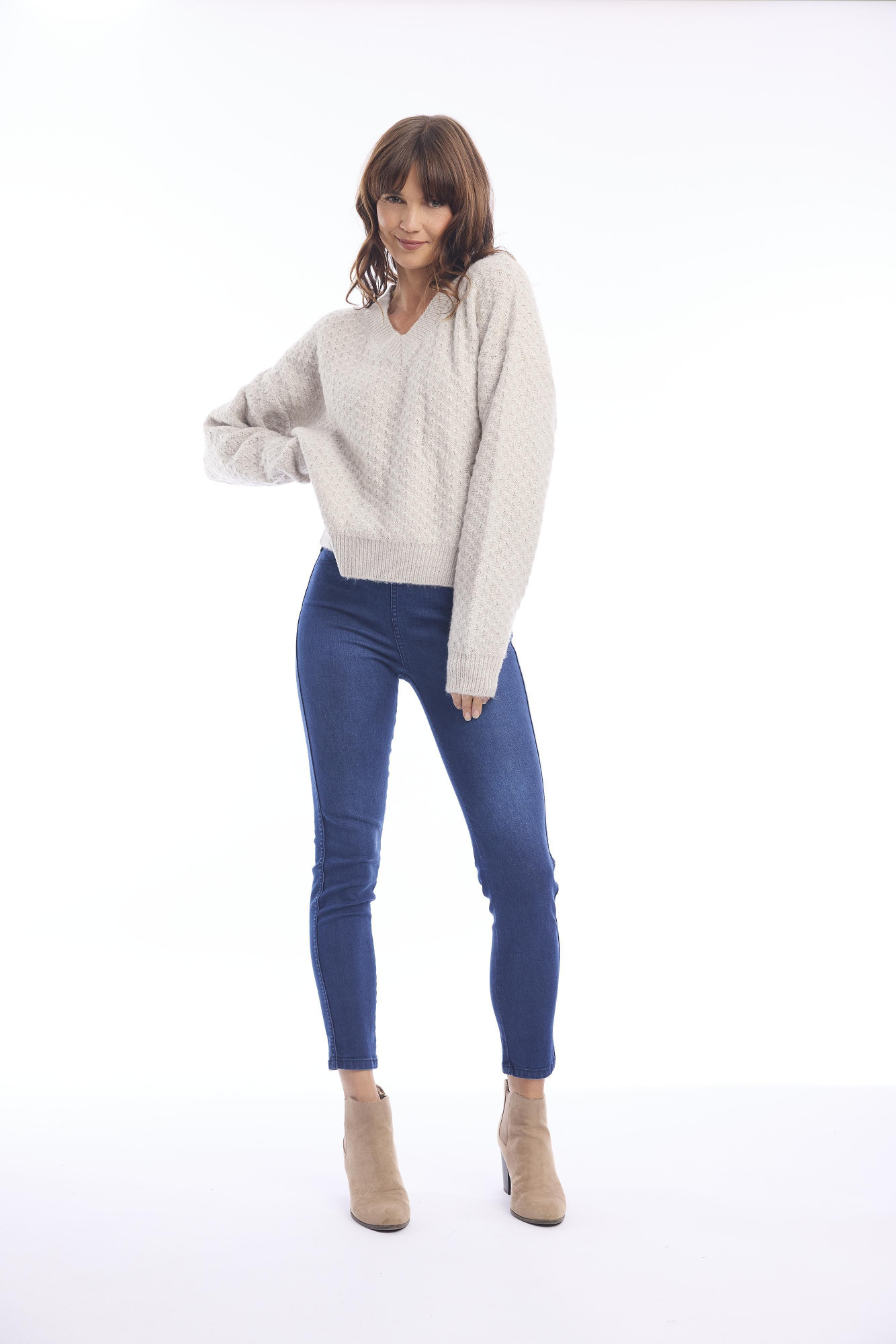 Knit Jumper V Chalk