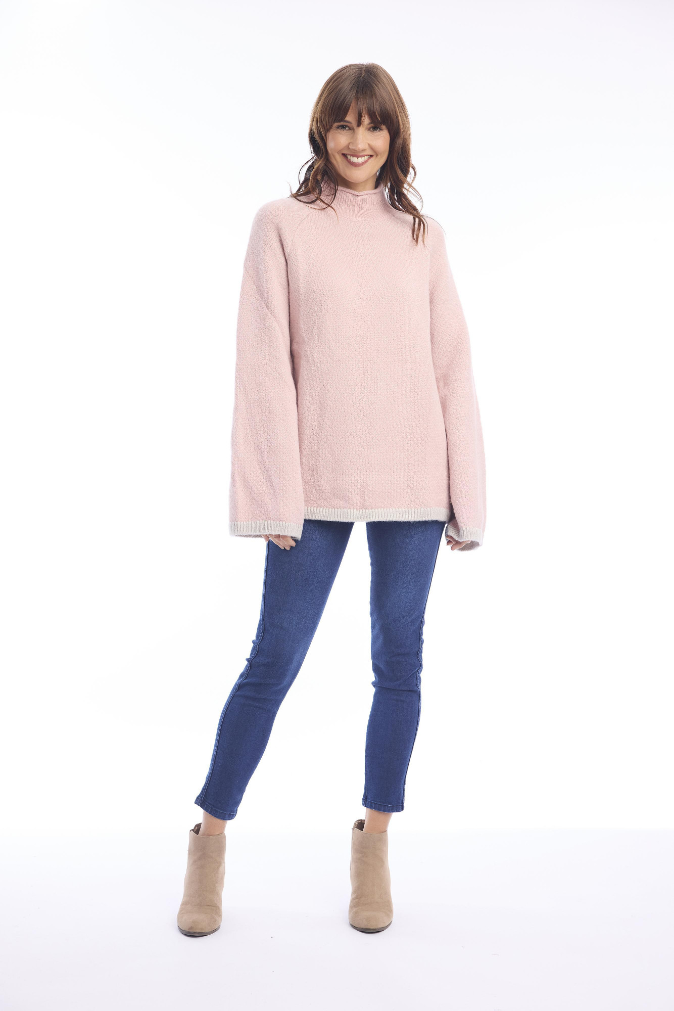 Knit Jumper High Crew Pink