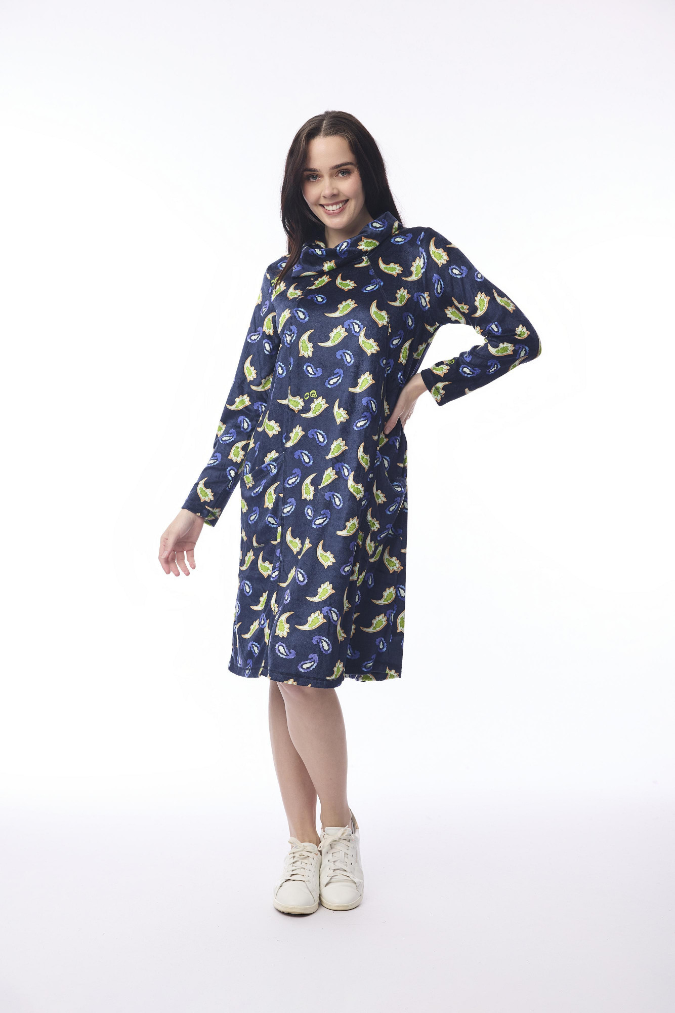 Aubusson Dress Asymetric Neckline Print