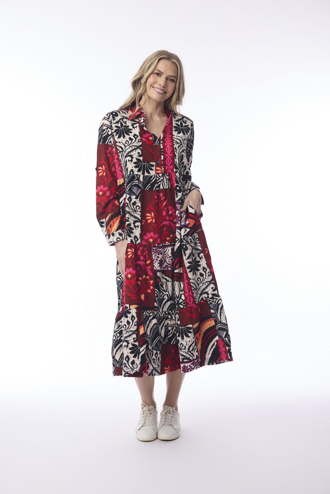 Giza Dress Maxi Collar Print