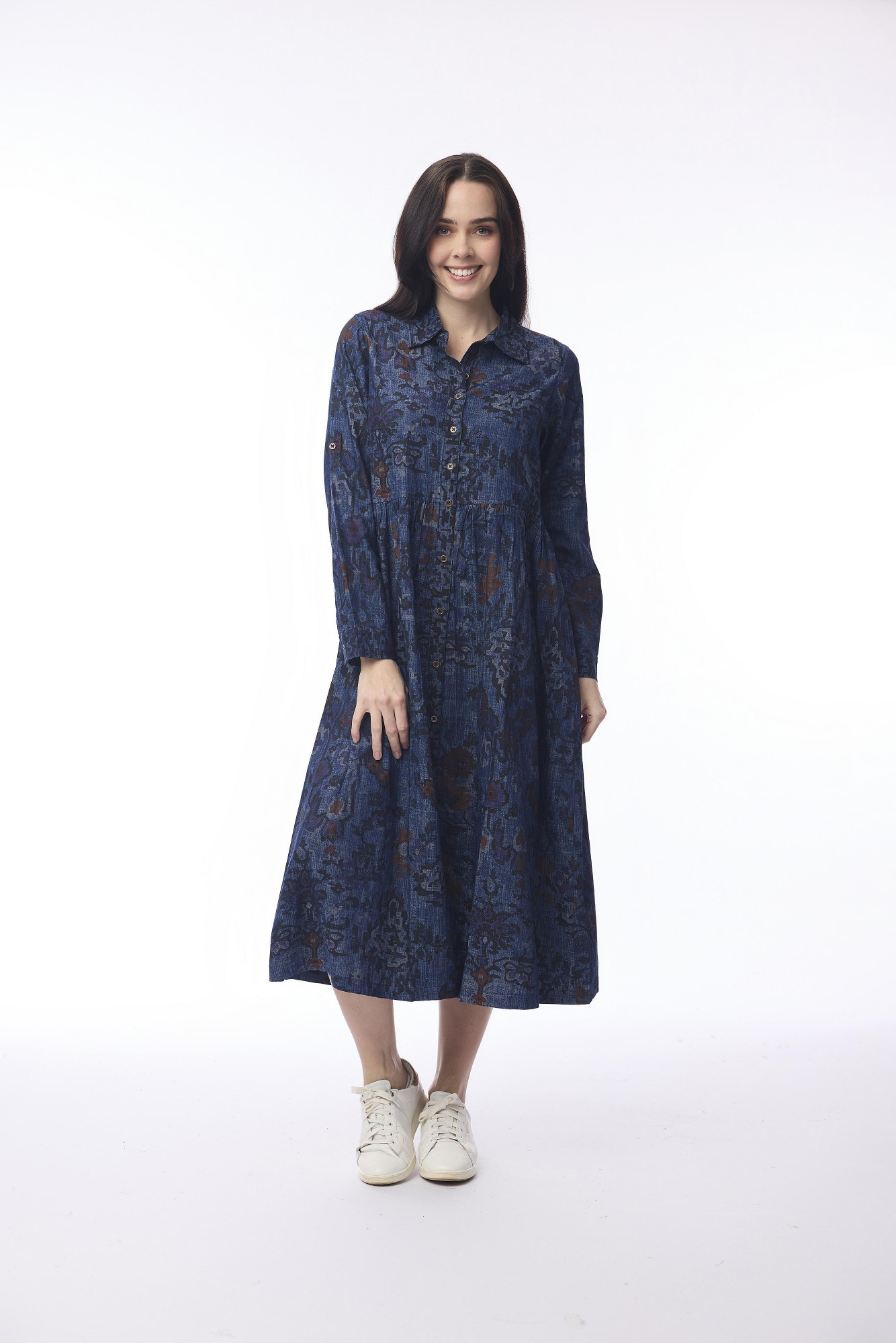 Tabriz Dress Midi Collar Print