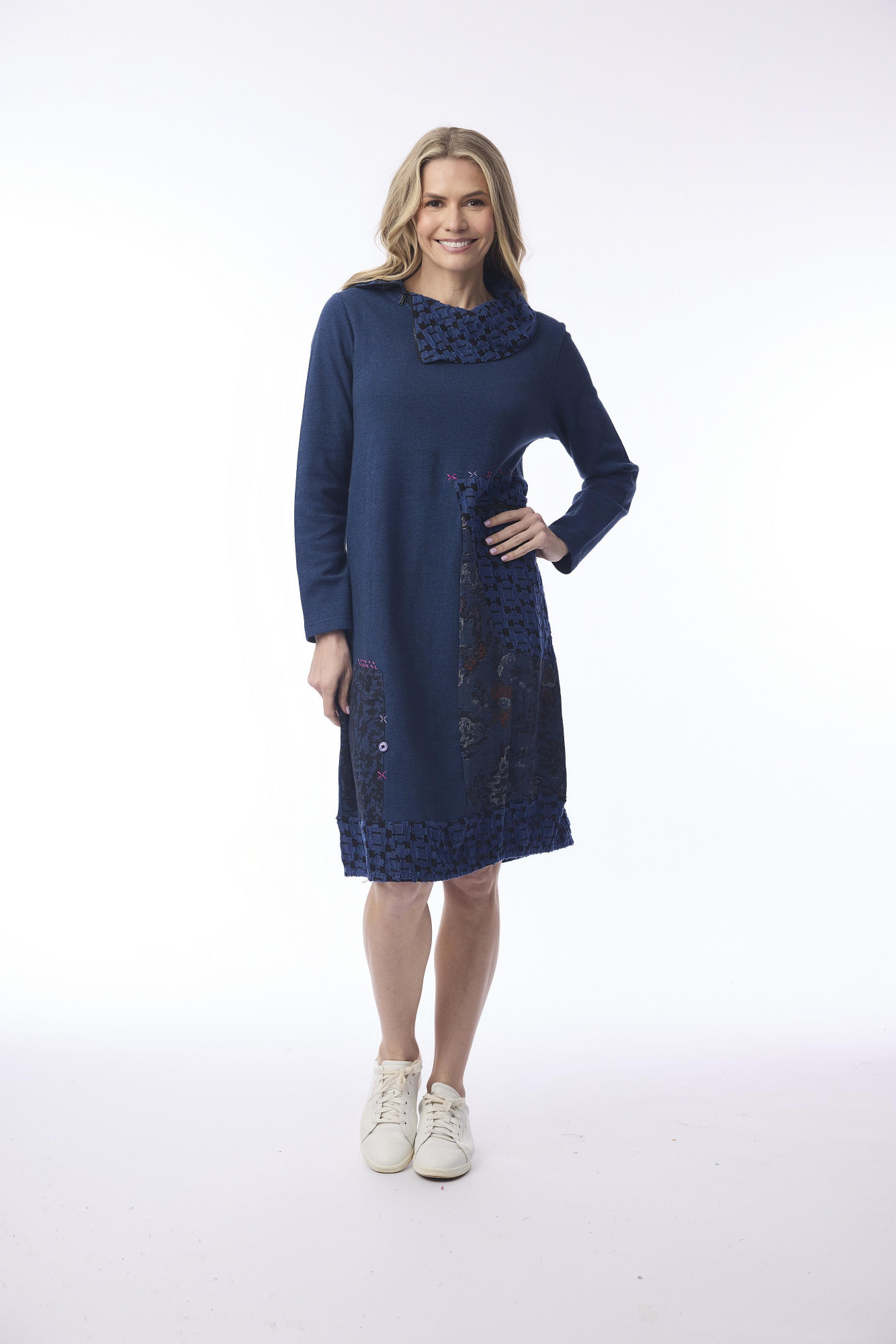 Tabriz Dress Patch Solid Body Print