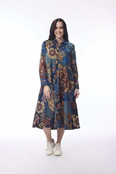 Maluku Dress Midi Collar Print