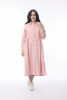 Cord Solid Dress Collar Buttons Blush Pink