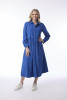 Cord Solid Dress Collar Buttons Cobalt