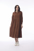 Cord Solid Dress Collar Buttons Tan