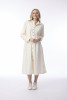 Cord Solid Dress Collar Buttons Winter White