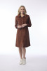 Cord Solid Dress  Waist Seam Tan