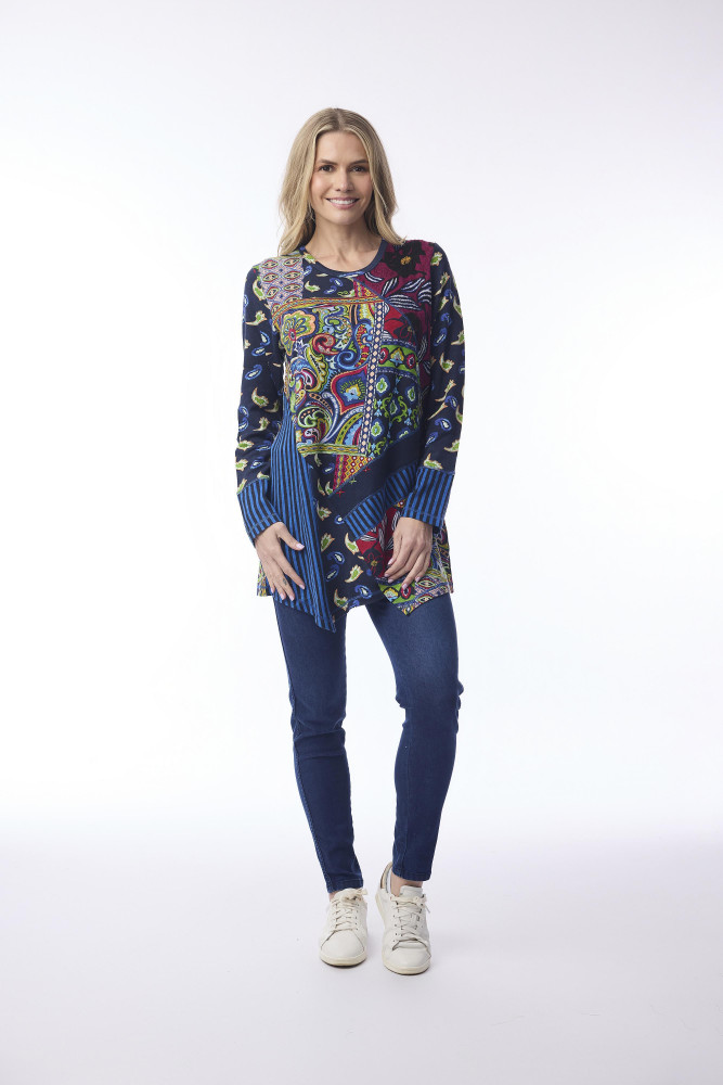 Aubusson Top Asymetric Hem Print