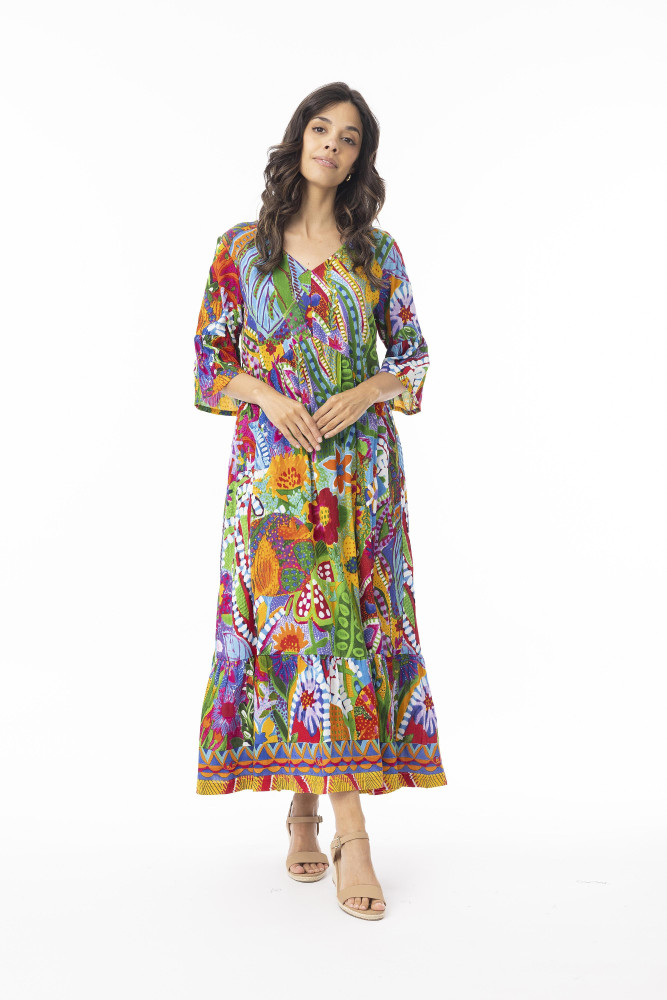 Ipanema Dress Midi Frill Hem Print