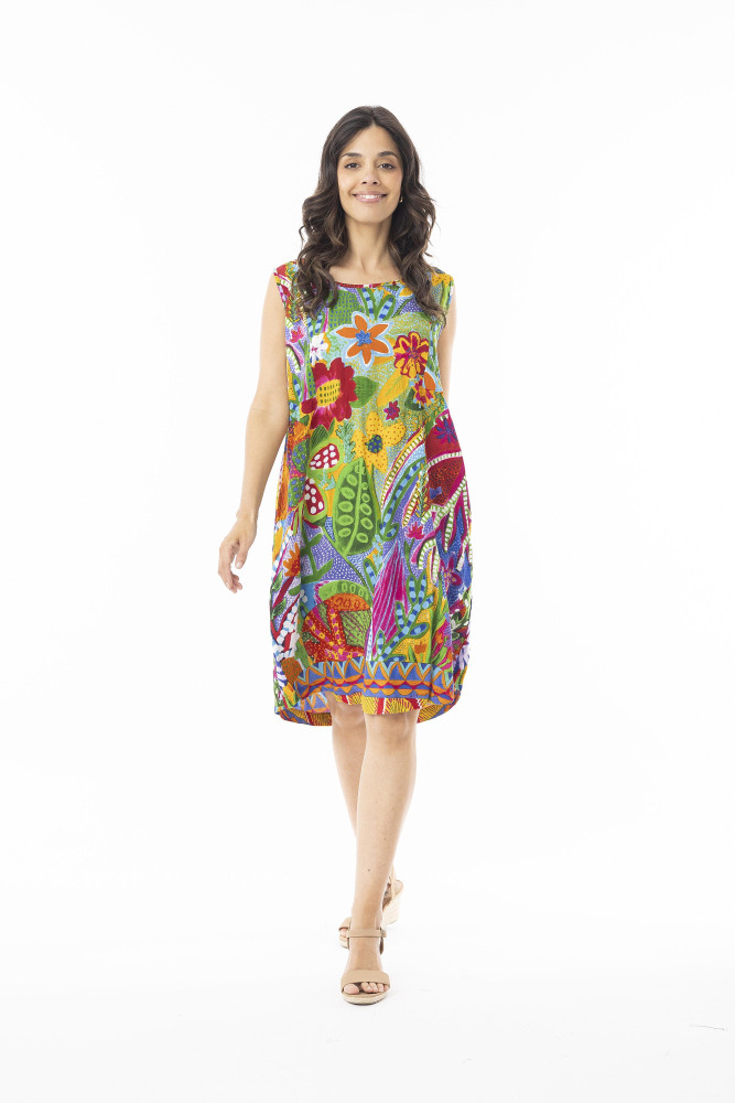 Ipanema Dress Shift Side Panel Sleeveless Print