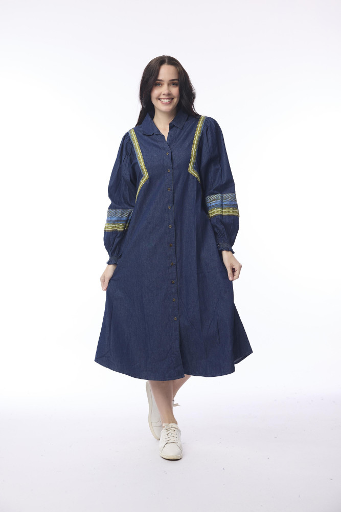 Isfahan Dress Denim Print