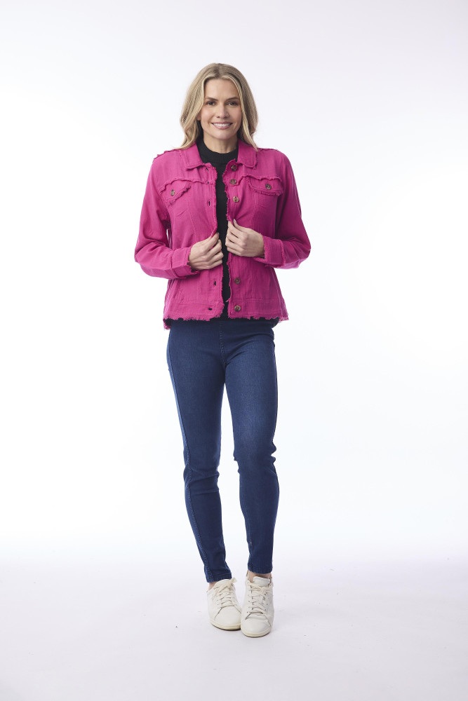 Jacket Biker Fringe Hot Pink