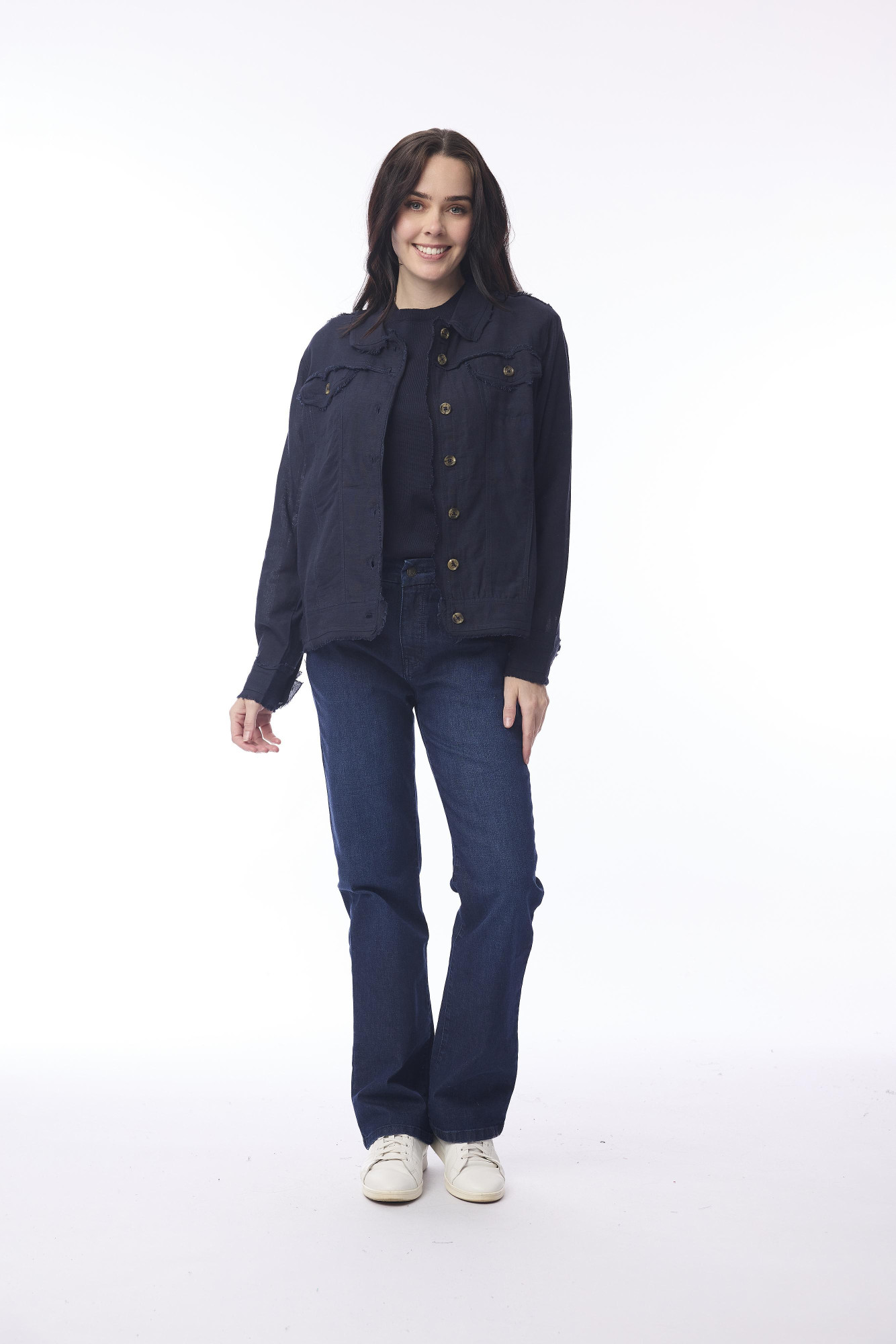 Jacket Biker Fringe Navy