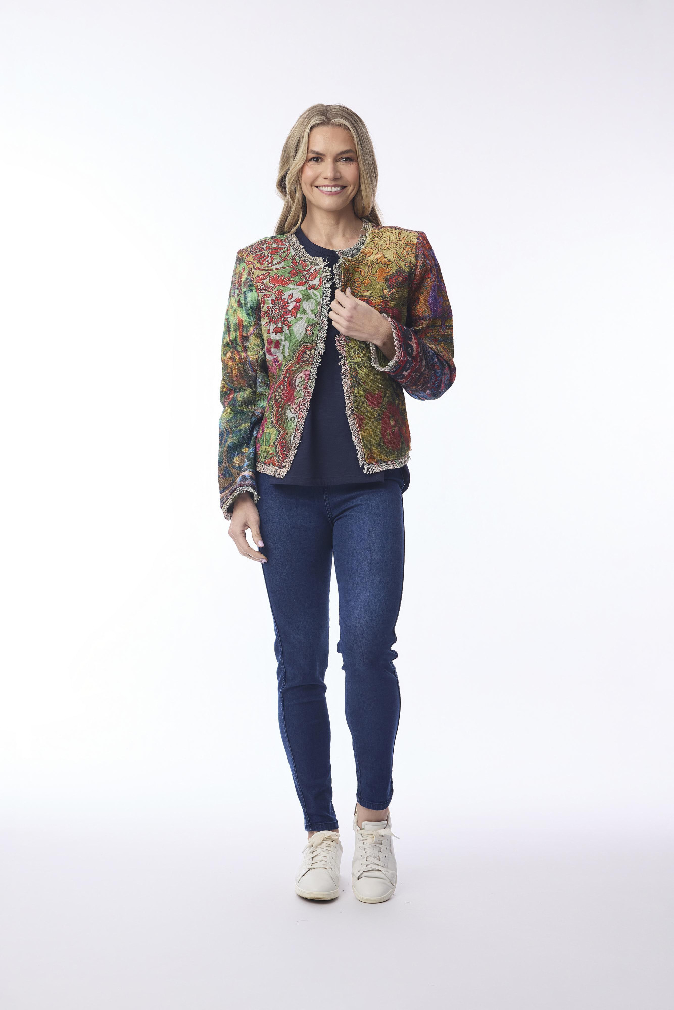 Jacket Cropped Fringed Digital Vintage