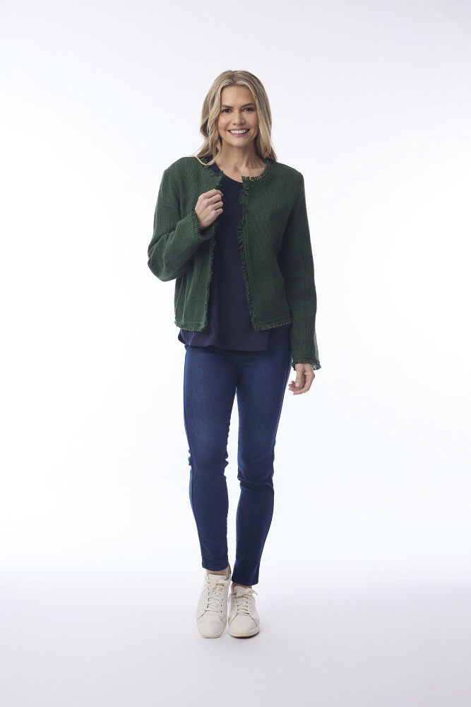 Jacket Cropped Fringed Military