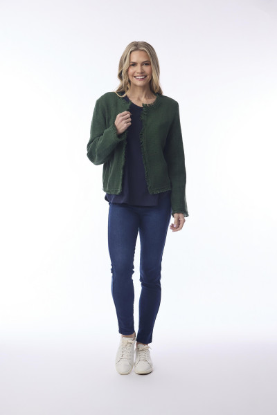 Jacket Cropped Fringed Military
