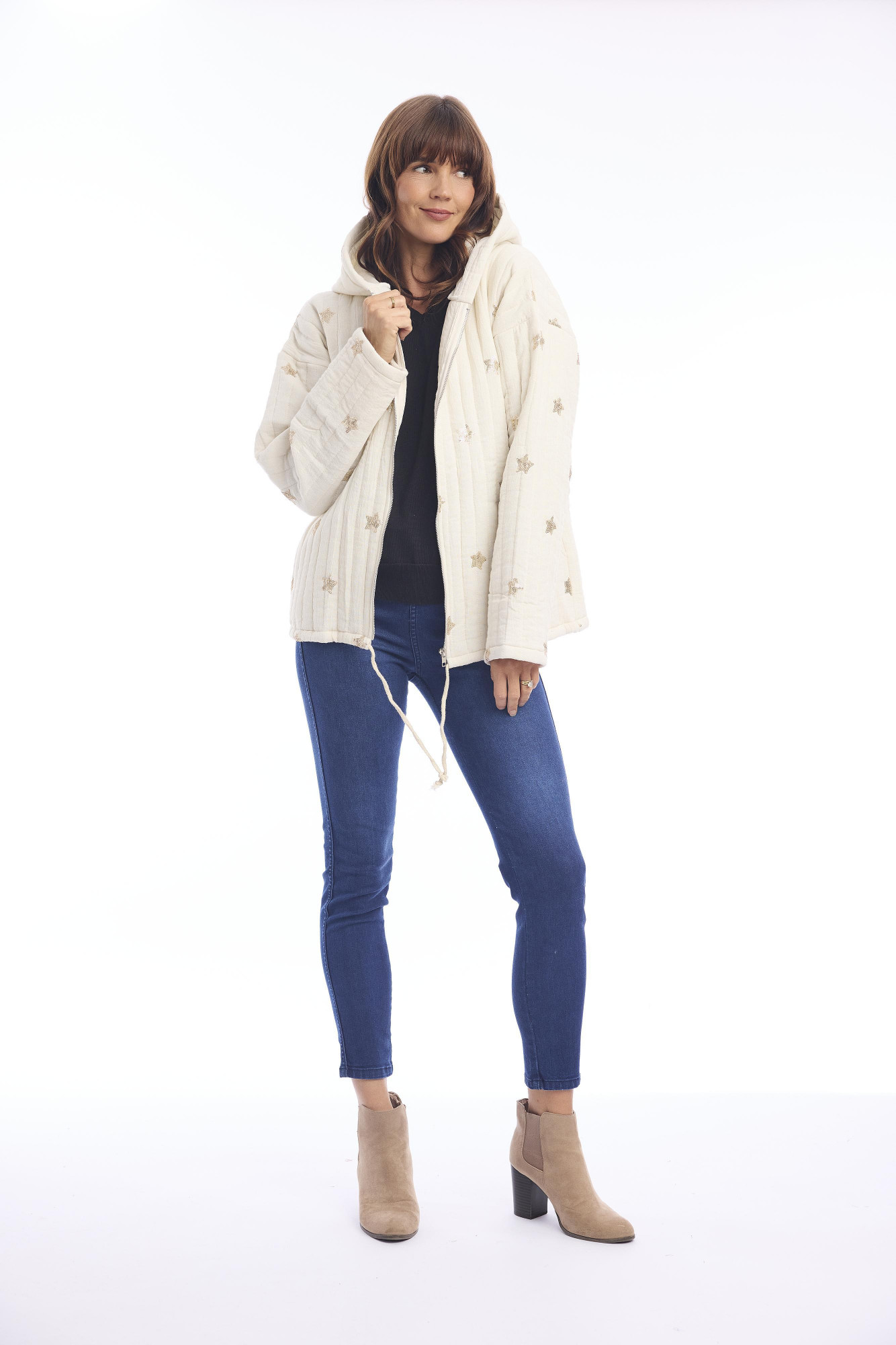 Jacket Quilted Embellished Natural