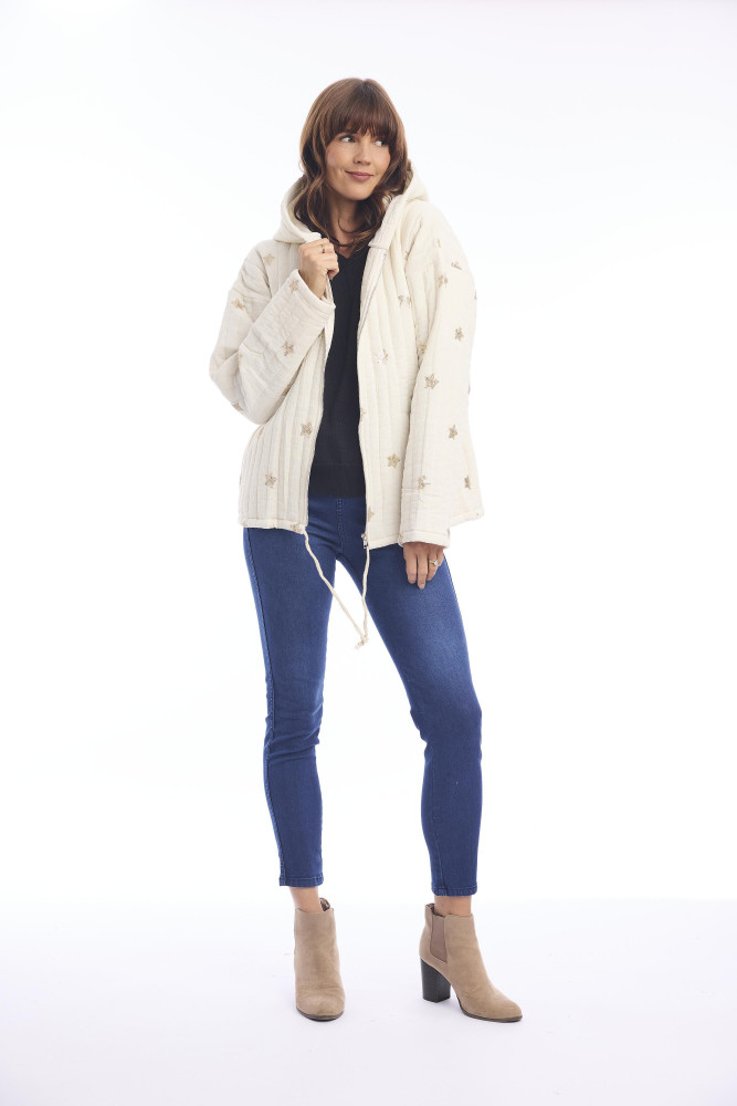 Jacket Quilted Embellished Natural