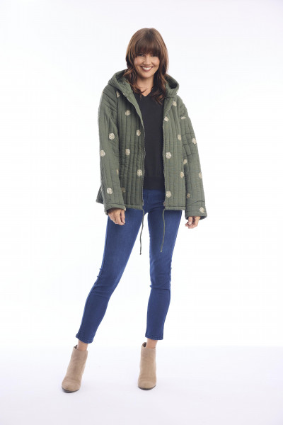 Jacket Quilted Embellished Olive
