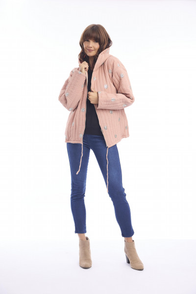 Jacket Quilted Embellished Rose Tan