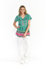 Kayla Cotton Blouse Short Sleeve Aztec Border 1