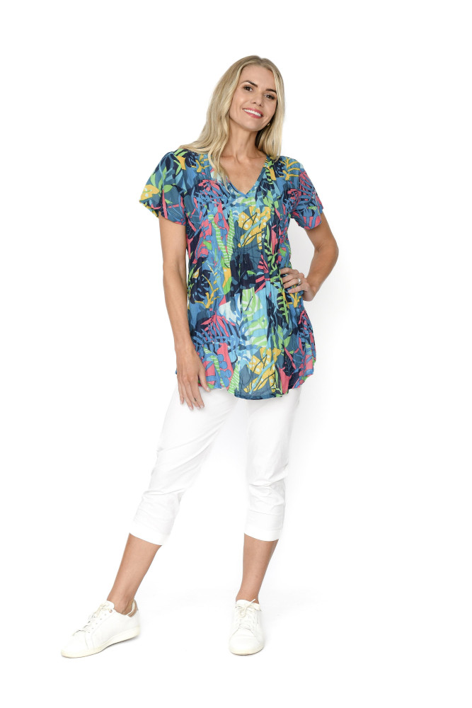 Kayla Cotton Blouse Short Sleeve JunglePop 2