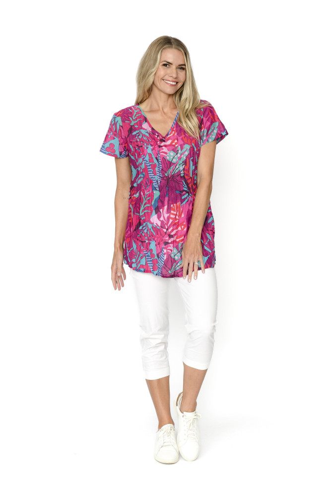 Kayla Cotton Blouse Short Sleeve JunglePop 3