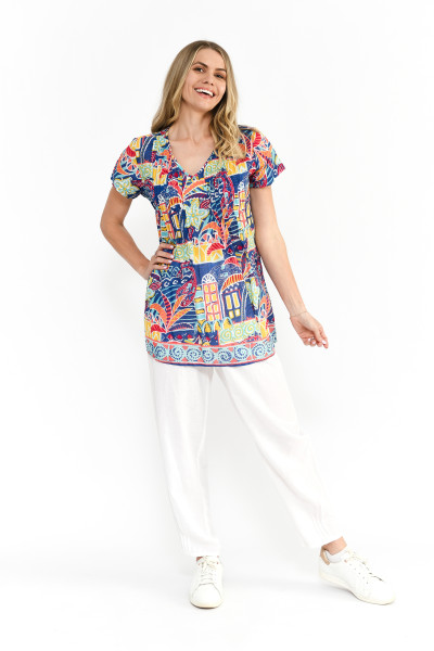 Kayla Cotton Blouse Short Sleeve Tropical Village 2