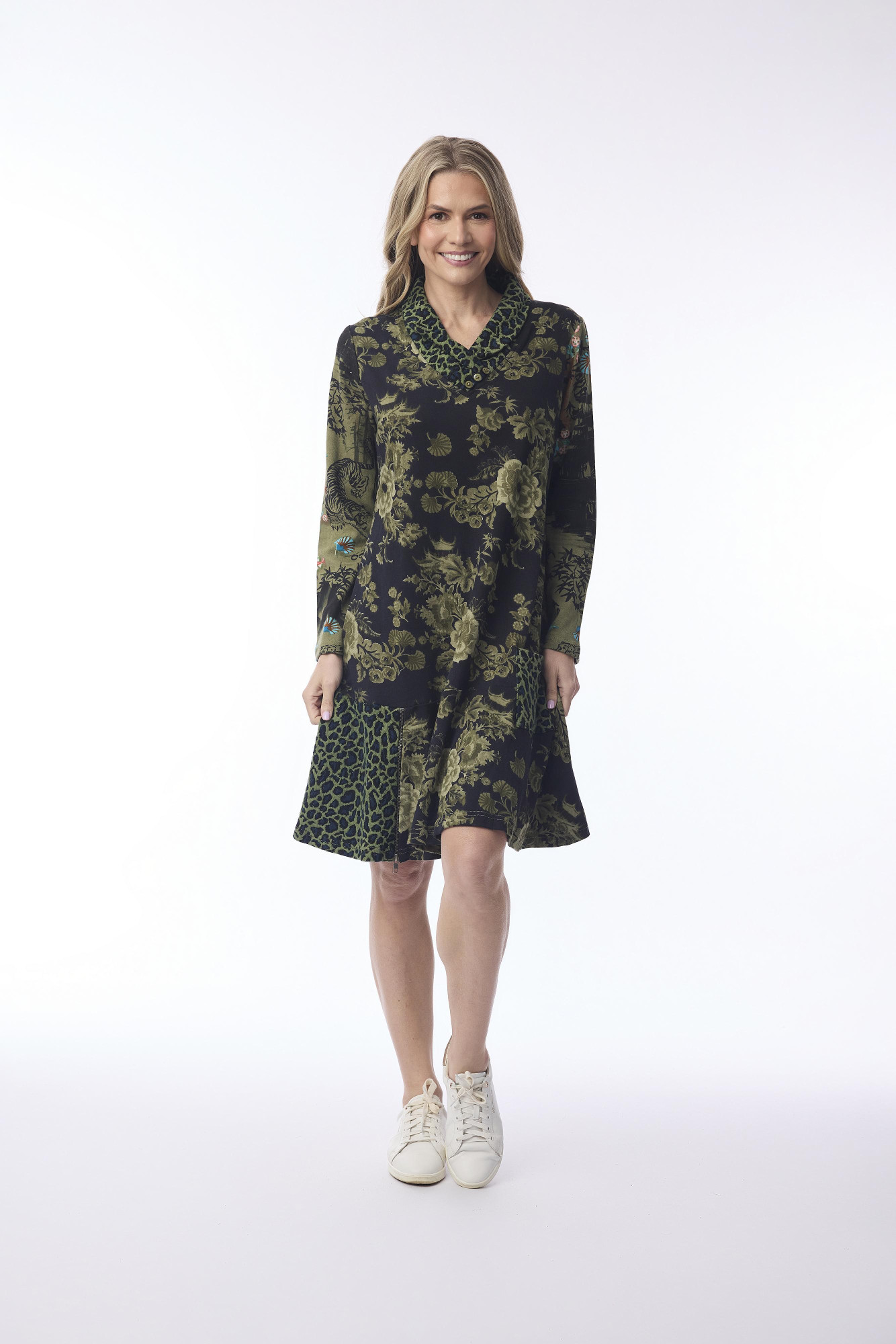 Keqioa Tunic Cowl Neckline Print