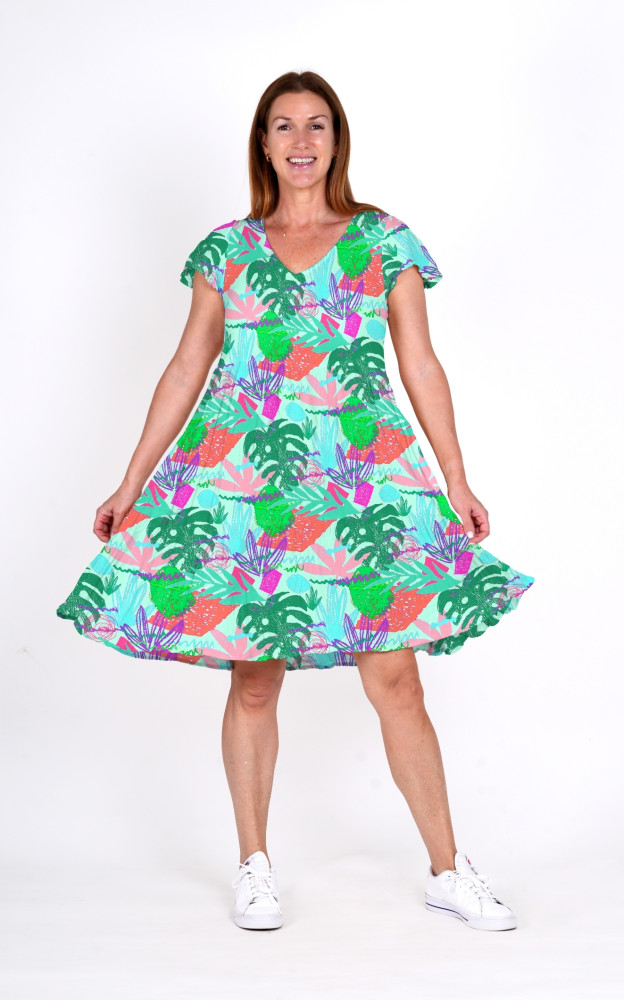 Kimberly Dress V Neck Short Sleeve Crayon 3