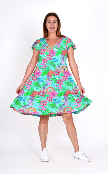 Kimberly Dress V Neck Short Sleeve FloralCollage 1