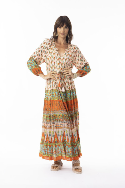 Kiran Dress Maxi Tie Print