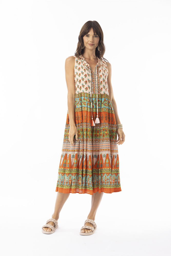 Kiran Dress Sleeveless Layers Print