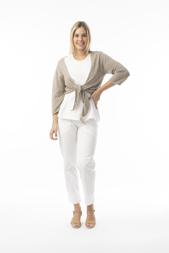 Knit Essentials Tie Shrug Sand