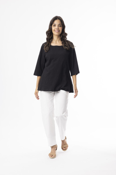 Knit Essentials TShirt Elbow Sleeve Round Neck Black