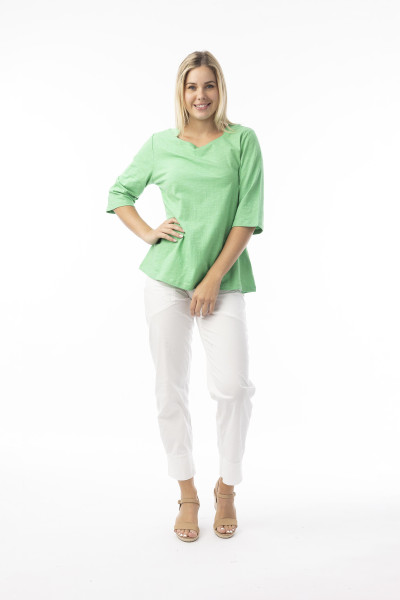 Knit Essentials TShirt Elbow Sleeve Round Neck Green