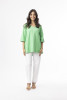 Knit Essentials TShirt Elbow Sleeve V Neck Green