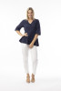 Knit Essentials TShirt Elbow Sleeve V Neck Navy