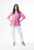 Knit Essentials TShirt Elbow Sleeve V Neck PINK