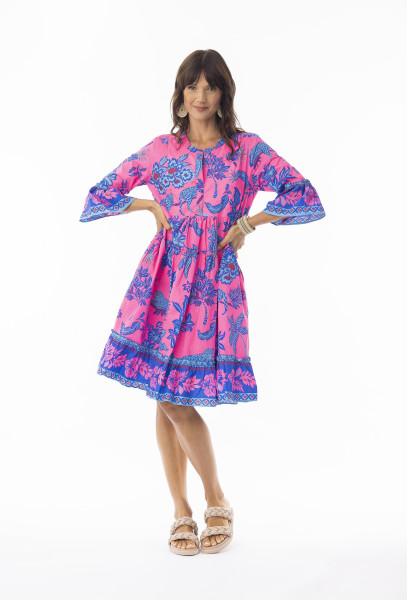 Lidia Dress Layers Frill Sleeve Print