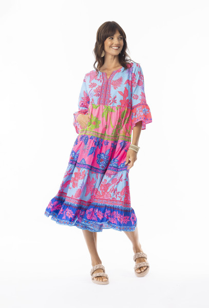 Lidia Dress Layers Ric Rac Print