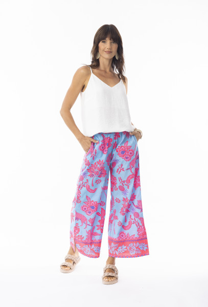 Lidia Pant (Turq base/Pink Print) Print