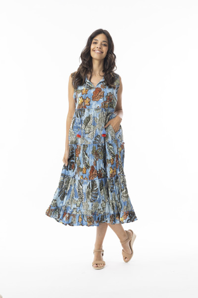 Lima Blue Dress Layers Sleeveless Blue